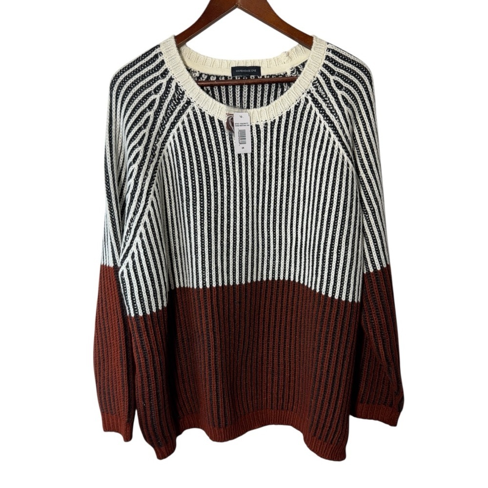 Warehouse One Colourblock Knit Sweater Size 2x NWT
